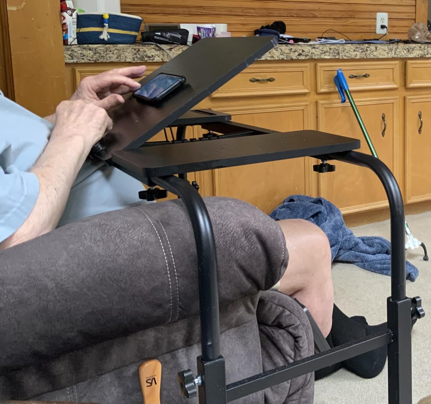 KOMOREBI Overbed Table with Wheels Laptop Desk Cart Table Over The Bed Table Adjustable Height and Length for Hospital and Home use customer photo 1
