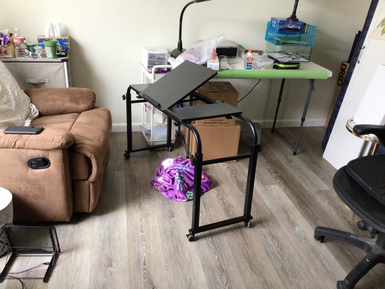 KOMOREBI Overbed Table with Wheels Laptop Desk Cart Table Over The Bed Table Adjustable Height and Length for Hospital and Home use customer photo 2