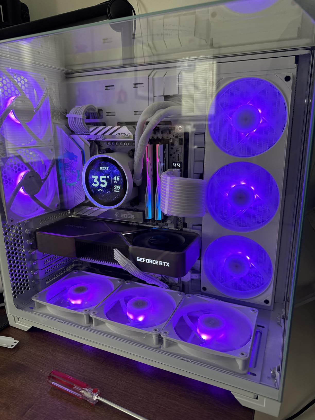 EZDIY-FAB RTX 3000 Series 12 Pin to Dual 8 Pin PCIe Sleeved Extension Cable 300 MM- Connector for NVIDIA Ampere GEFORCE RTX 3060ti 3070 3080 FE Funder Edition- White customer photo 2