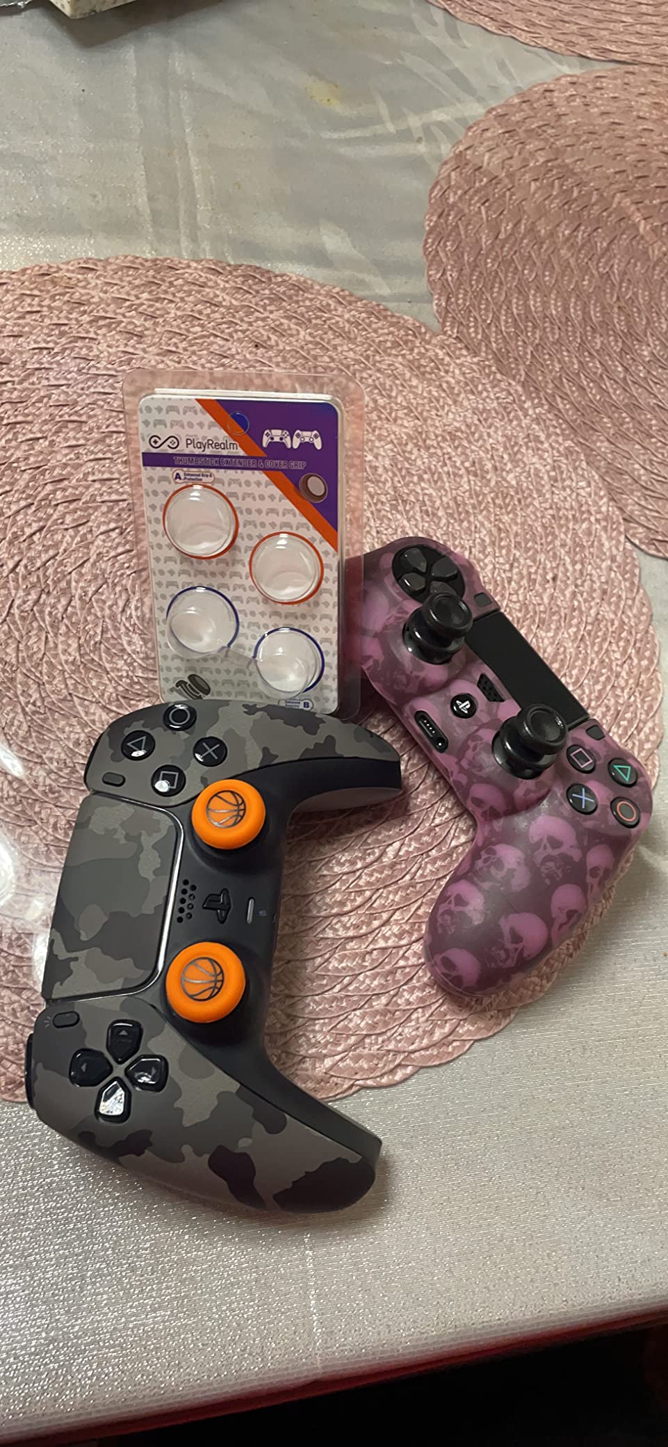FPS Thumbstick Extender & Printing Rubber Silicone Grip Cover 2 Sets for PS5 Dualsenese & PS4 Controller (Ghost Red) customer photo 2