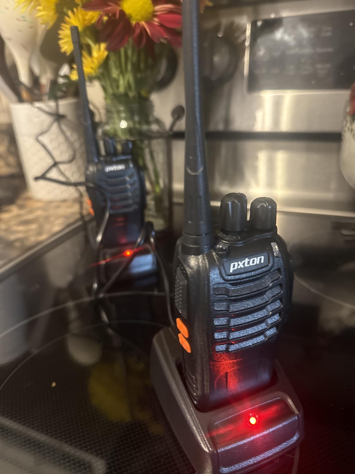 pxton Walkie Talkies Long Range for Adults with Earpieces,16 Channel Walky Talky Rechargeable Handheld Two Way Radios with Flashlight Li-ion Battery and Charger(4 Pack) customer photo 2