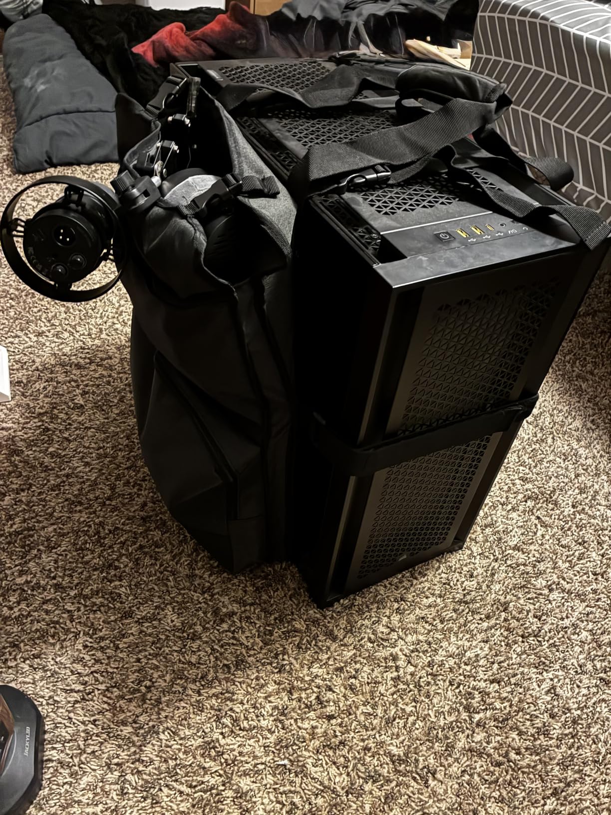 Trunab PC Tower Carrying Strap with Handle, Desktop Computer Case Belt Holder with Pockets for Keyboard, Cable, Headphone, Ideal for Transporting On The Go, Black - Patented Design customer photo 2