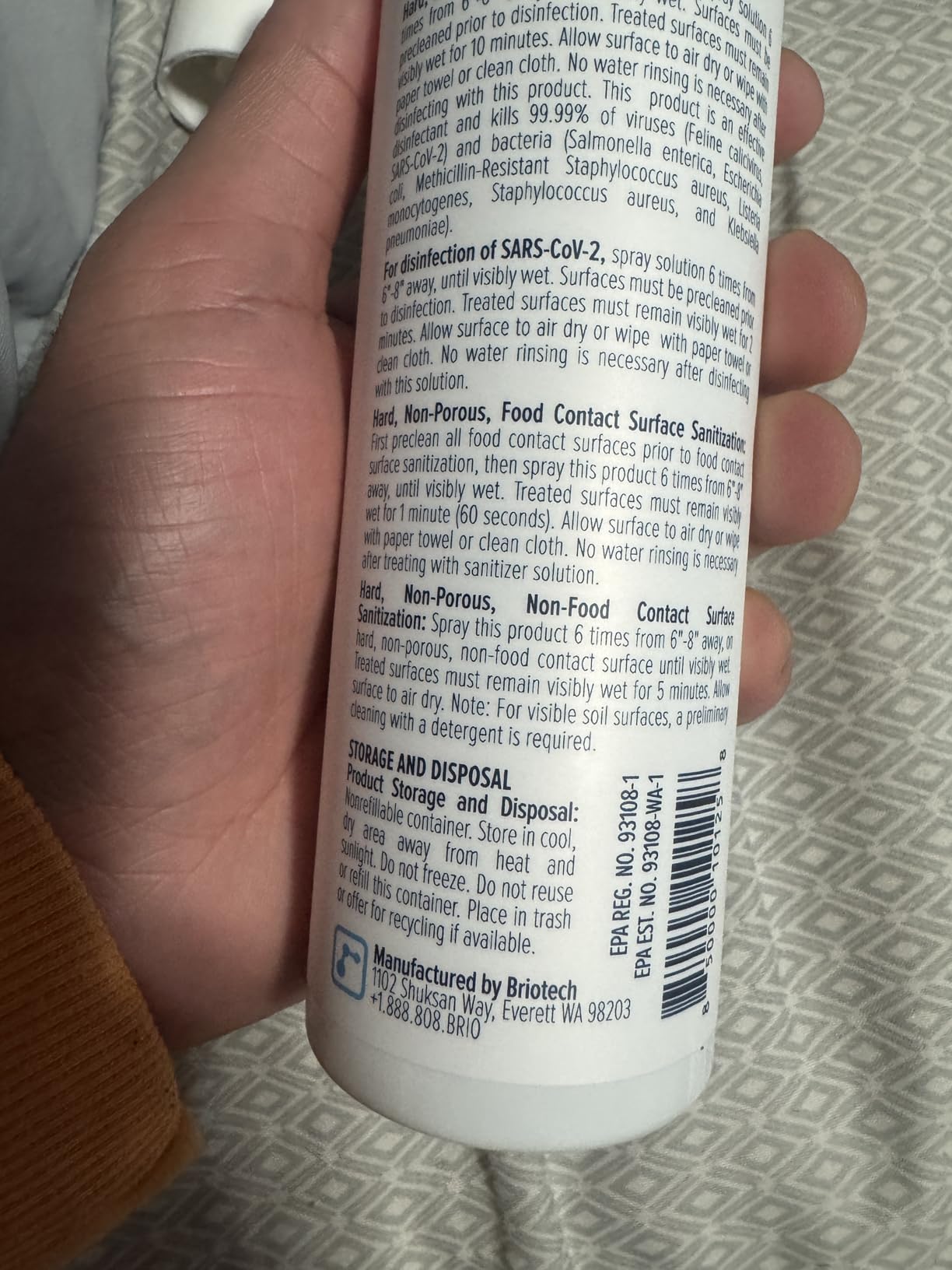 BRIOTECH Sanitizer Disinfectant Hypochlorous Spray, Kill 99.99% of Viruses & Bacteria, Control Mold, Eliminate Odor, Gentle for Nurseries, Food Contact Surface Sanitizer, 2 fl oz Travel Size customer photo 2
