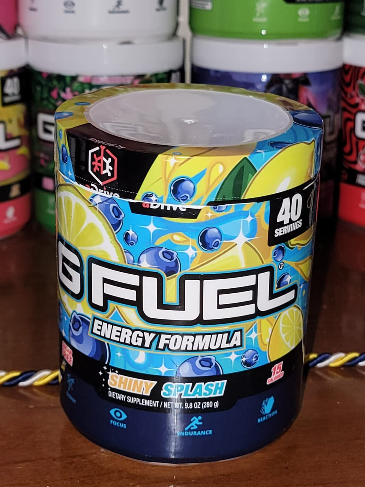 G Fuel aDrive Energy Drink Powder, Pre Workout Caffeine Mix for Gaming, Sugar Free Focus Amino, Vitamin + Antioxidants, 9.9oz (Blueberry & Lemonade, 40 Servings) customer photo 1