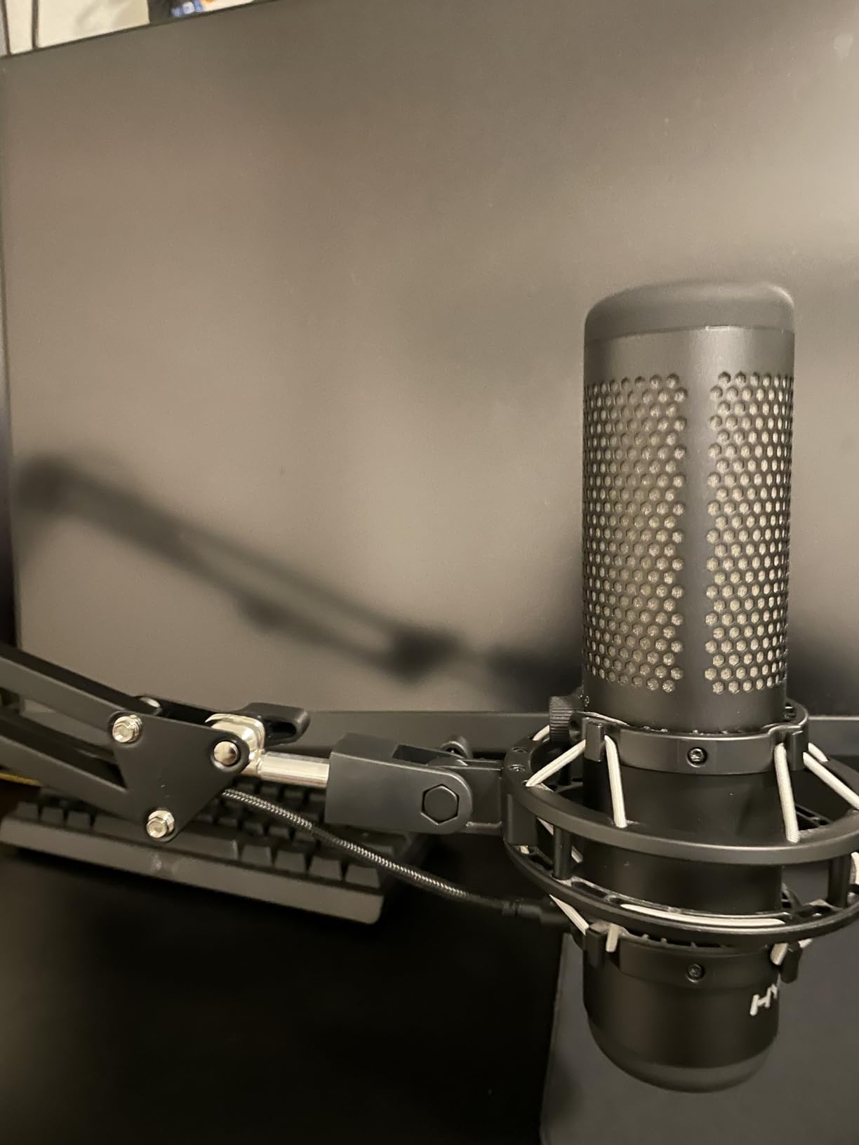 QuadCast Boom Arm, Mic Arm for Blue Yeti HyperX QuadCast SoloCast Fifine AM8 and Most Microphone, Mic Stand Desk with 3/8