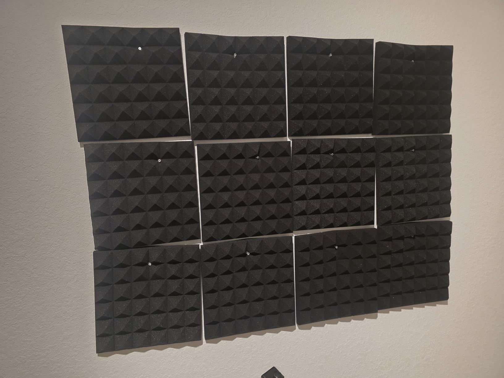 24 Pack-12 x 12 x 2 Inches Pyramid Designed Acoustic Foam Panels, Sound Proof Foam Panels Black, High Density and Fire Resistant Acoustic Panels customer photo 2