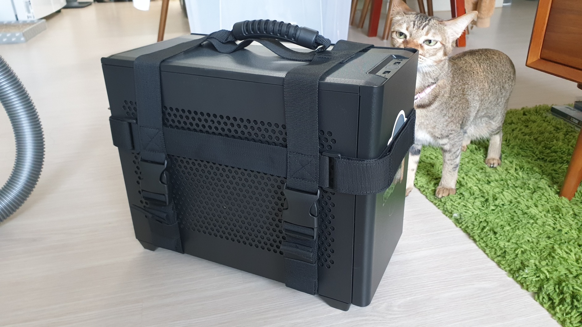 Trunab PC Tower Carrying Strap with Rubber Handle, Desktop Carrying Case Belt Computer Travel Holder with Pockets for Cable, Mouse, Ideal for Transporting On The Go - Patented Design customer photo 2