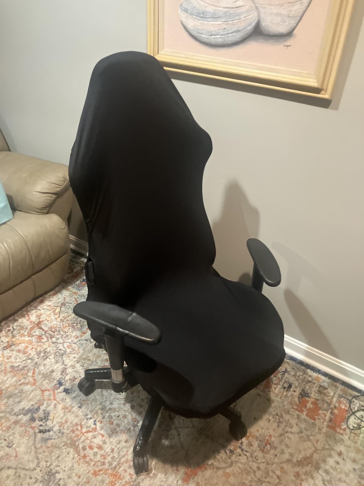 Water Resistant Stretch Computer Office Chair Cover with Durable Zipper Universal Washable Removable Spandex Rotating Boss Chair Slipcovers Anti-dust Soft Desk Chair Seat Protector for Dogs Cats Pets customer photo 1