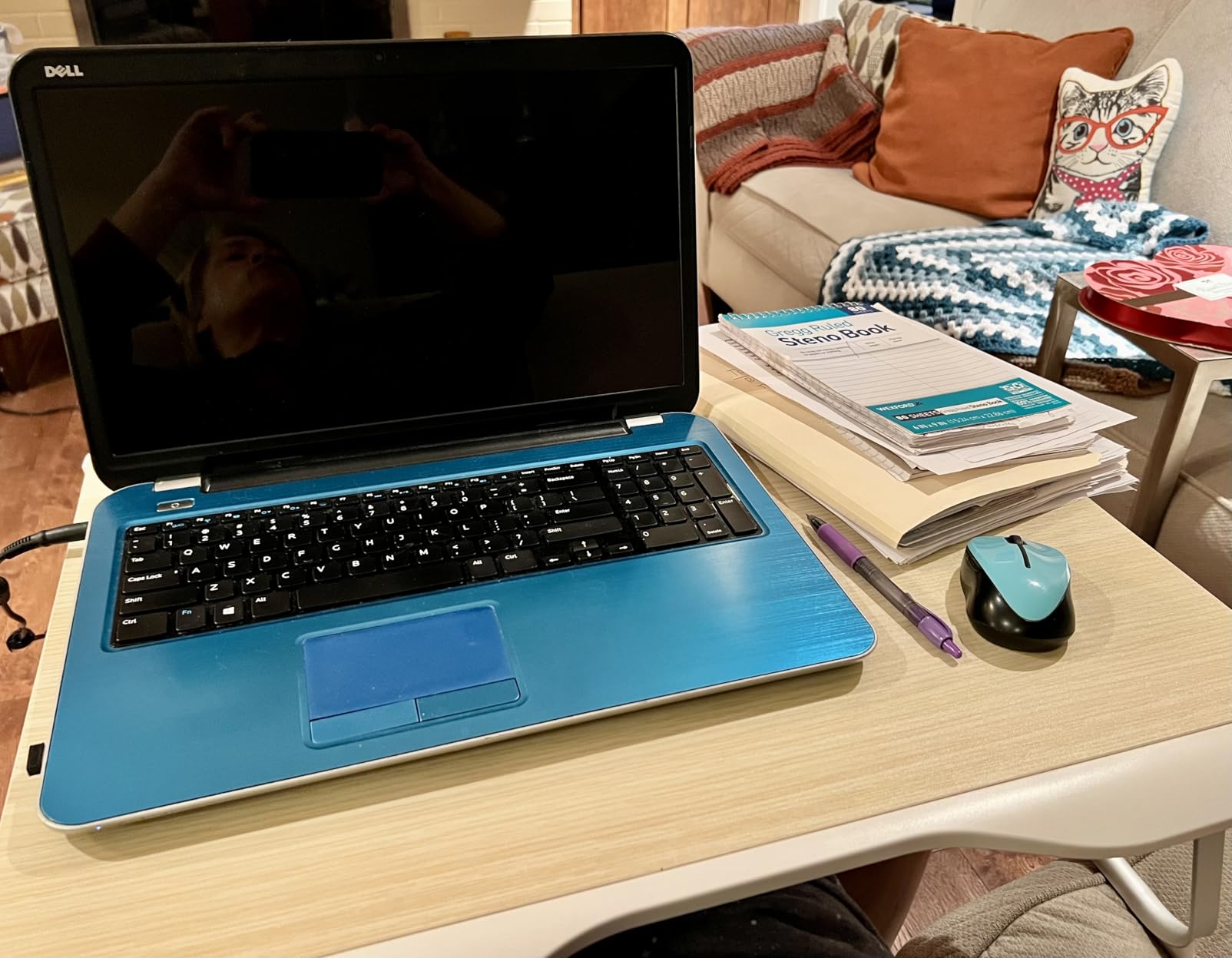 Laptop Desk for Bed, SAIJI XX-Large Foldable Bed Tray Table for Eating Breakfast, Writing, Working, Gaming, Drawing with Storage Drawer, Handrest Bookstand, Tablet Stand, Phone Stand customer photo 2