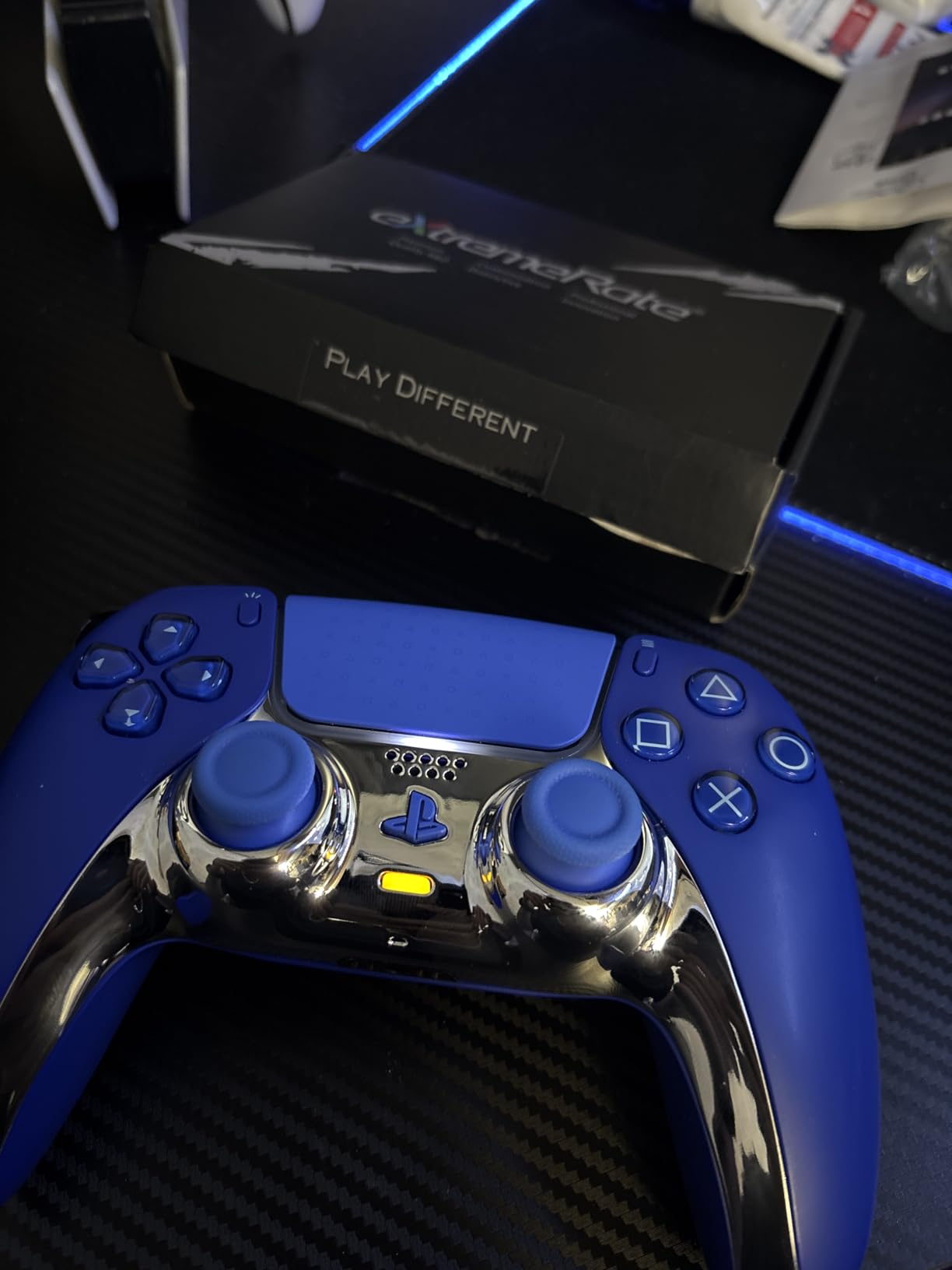 eXtremeRate Chrome Silver Glossy Decorative Trim Shell Compatible with p s 5 Controller, DIY Replacement Clip Shell, Custom Plates Cover Compatible with p s 5 Controller with Accent Rings customer photo 2