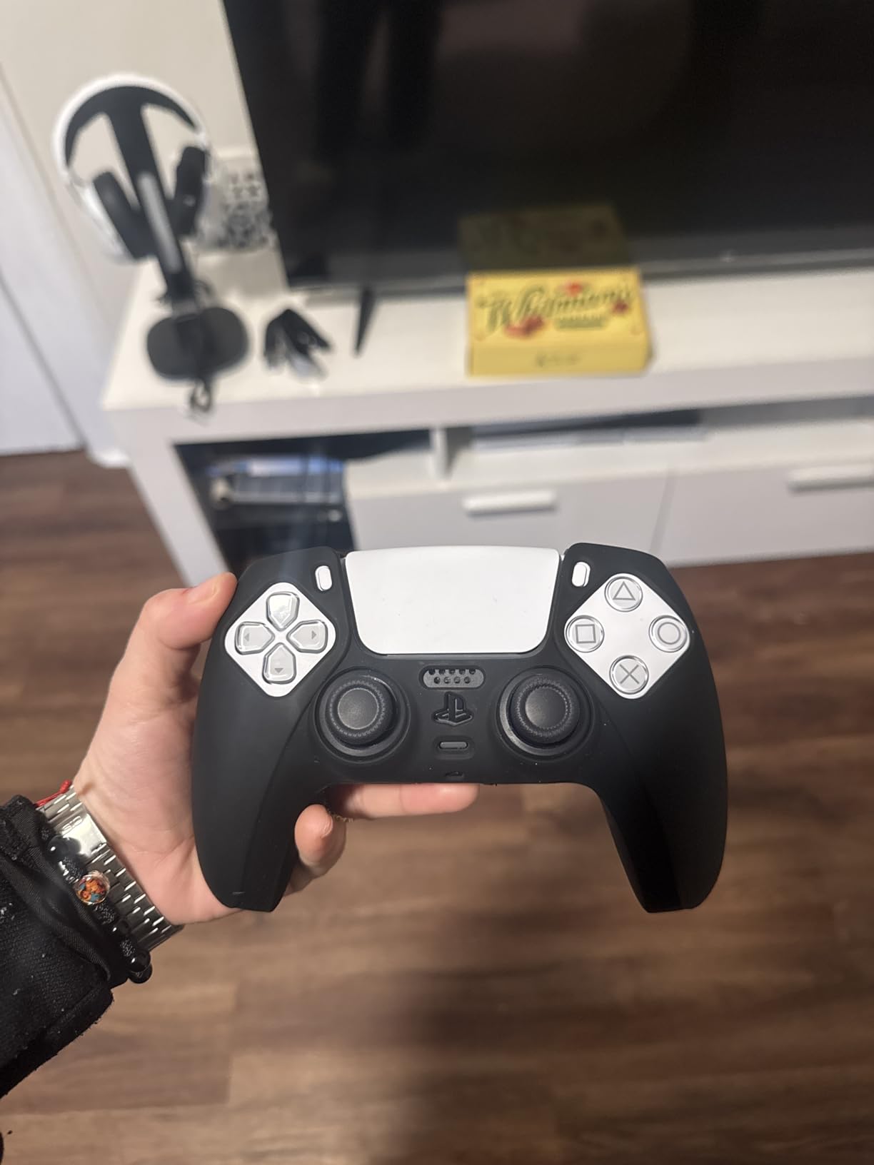 PlayVital Black Pure Series Anti-Slip Silicone Cover Skin for ps5 Controller, Soft Rubber Case for ps5 Wireless Controller with Black Thumb Grip Caps customer photo 1
