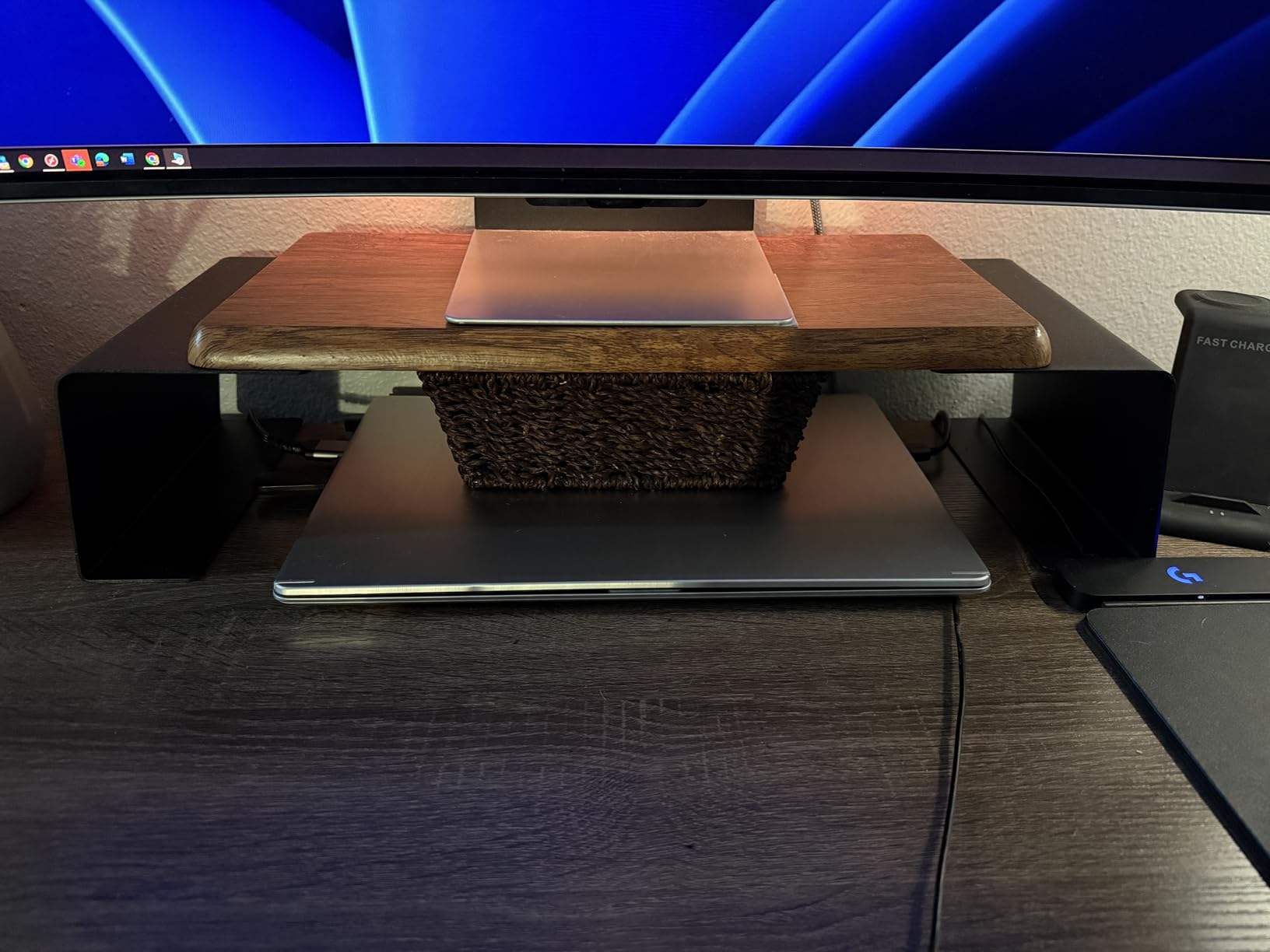 HumanCentric Under Desk Storage Shelf, Drawer Organizer for Office, Workstations, Tables, Sit Stand Desks, Gaming Setups, Mountable Storage Tray, Cable Management, Screw or Stick On with VHB Tape customer photo 1