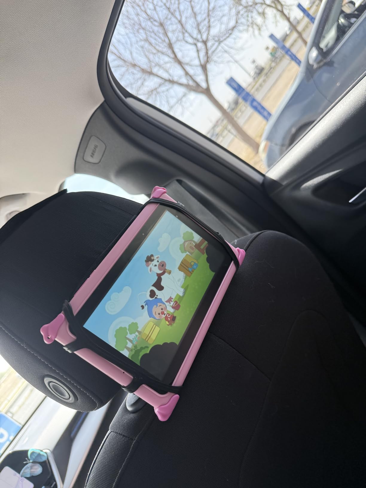 WONNIE Tablet Holder for Car, Upgraded iPad Holder for Car Mount Headrest, iPad Mount Back Seat for Kids with Anti-Slip Strap, Silicone Holding Net/Fits All 7-12.9'' Tablets customer photo 1