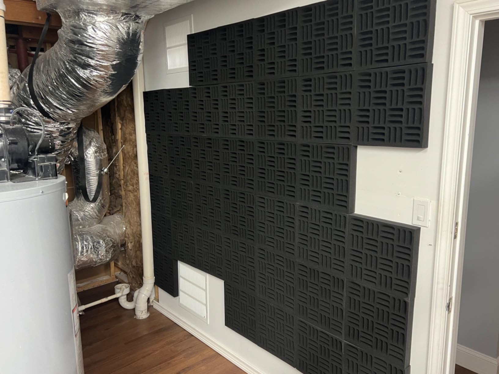 12 Pack Sound Proof Foam Panels for Walls, 12.6x12.6x2 Inches Grid Style Acoustic Panels for Home Studio Acoustic Treatment (Black) customer photo 1