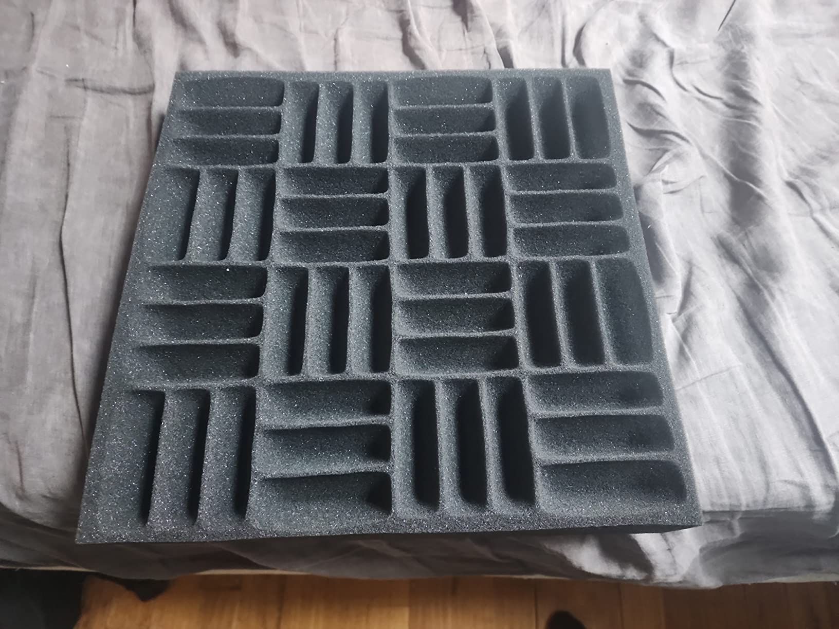 12 Pack Sound Proof Foam Panels for Walls, 12.6x12.6x2 Inches Grid Style Acoustic Panels for Home Studio Acoustic Treatment (Black) customer photo 2