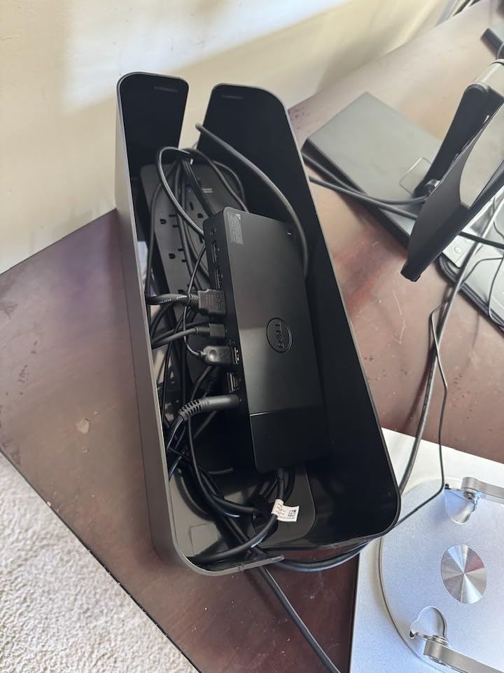 Cable Management Box, Large Cord Organizer Box to Hide Power Strip & Under Desk, TV Computer Wires Cable Organizer Hider Box with Cable Clips & Reusable Cable Ties for Home/Office (Black) customer photo 2