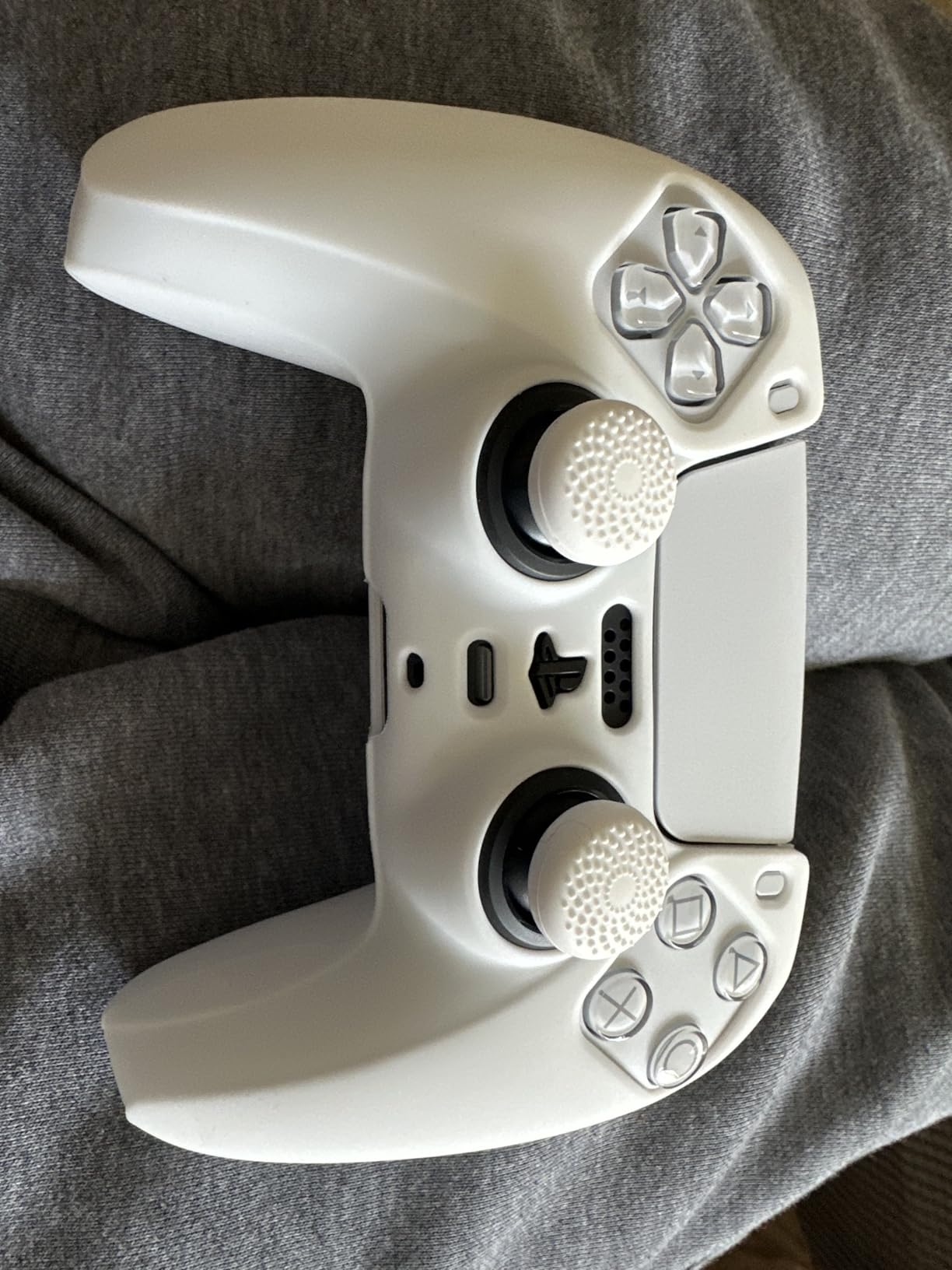 PlayVital Transparent Clear White Pure Series Anti-Slip Silicone Cover Skin for ps5 Controller, Soft Rubber Case for ps5 Wireless Controller with Clear White Thumb Grip Caps customer photo 2