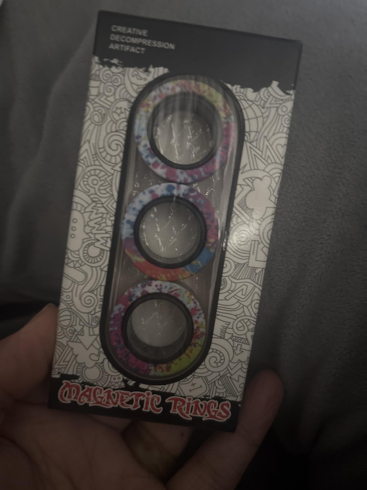 Magnetic Rings Fidget Toy Set, Idea ADHD Fidget Toys, Adult Fidget Magnets Spinner Rings for Anxiety Relief Therapy, Fidget Pack Great Gift for Adults Teens Kids Easter Basket Stuffers (3PCS) customer photo 2