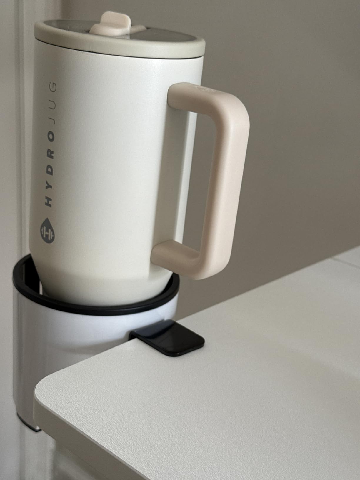 GUNKING Luxury 2-in-1 Anti-Spill Cup Holder with Under Desk Headphone Hanger (White) customer photo 2