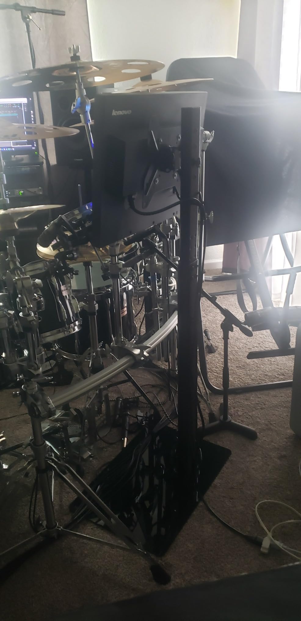 Single Tall Monitor Mount, Extra Long Computer Stand with 47 inch Pole, Floor Computer Stand, Free-Standing Monitor Desk Mount Support 13 to 27 inch Screen,22lbs customer photo 1