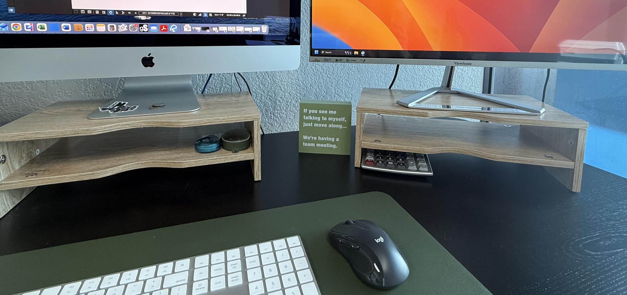 Zimilar Monitor Stand Riser, 2 Tiers Laptop Computer Monitor Riser for PC Screen, iMac, Desktop Wooden Screen Monitor Stand Riser with Storage for Home Office customer photo 1
