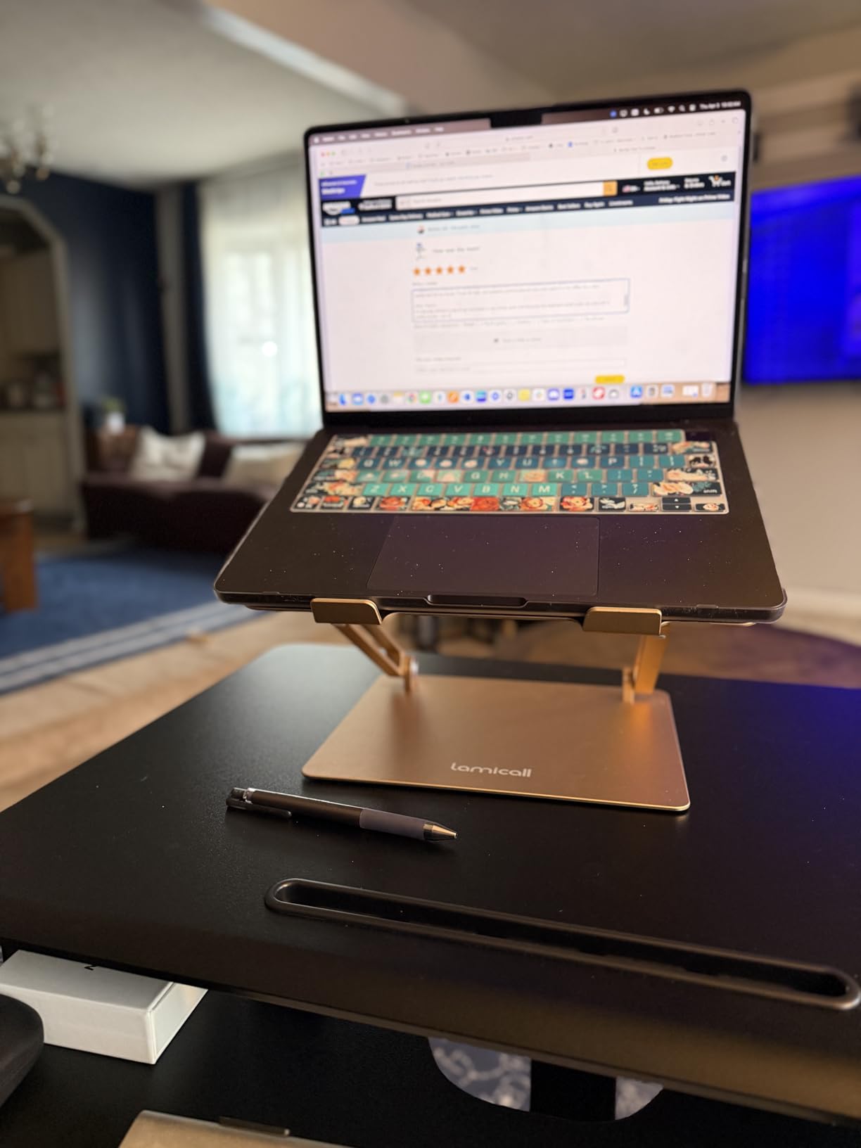 BONTEC Mobile Standing Desk with Keyboard Tray, Mobile Podium, Rolling Laptop Sit Stand Desk on Wheels, Adjustable Height Desk Up to 33lbs, Portable Computer Workstation Cart for Living Room, Office customer photo 1