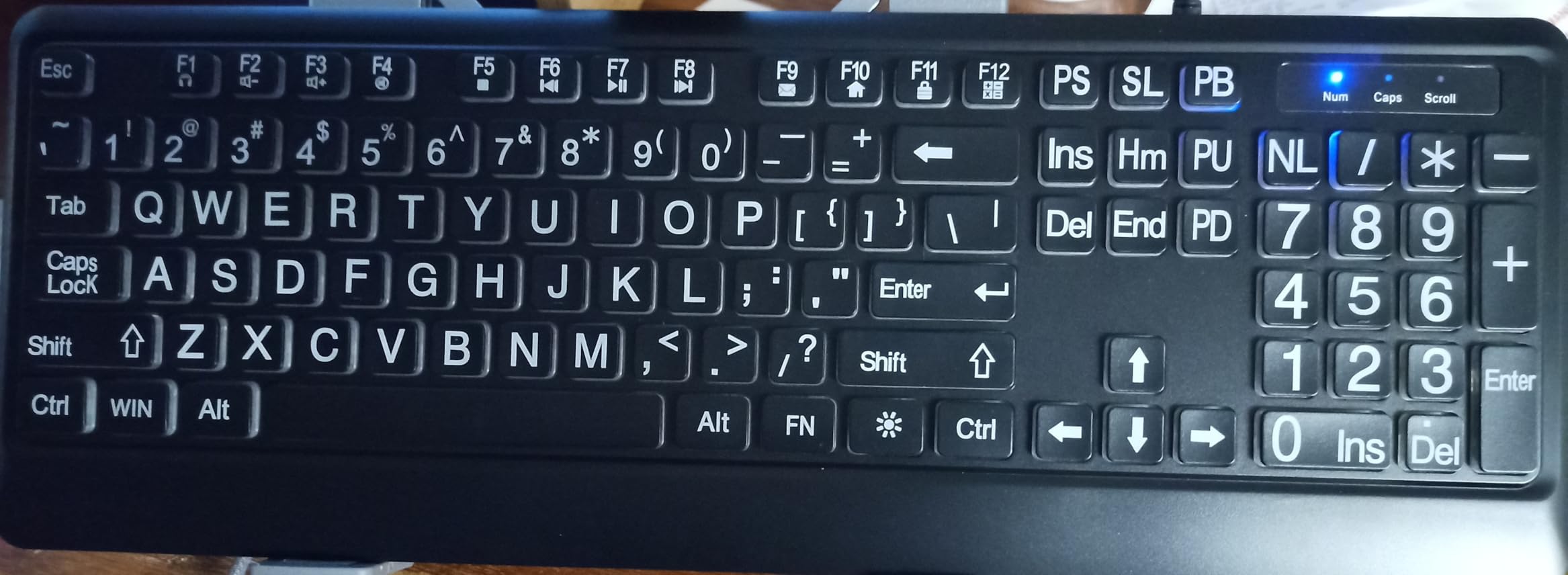 Large Print Backlit Keyboard, USB Wired Computer Keyboard, Full Size Keyboard with White Illuminated LED Compatible for Windows Desktop, Laptop, PC, Gaming, Black customer photo 2