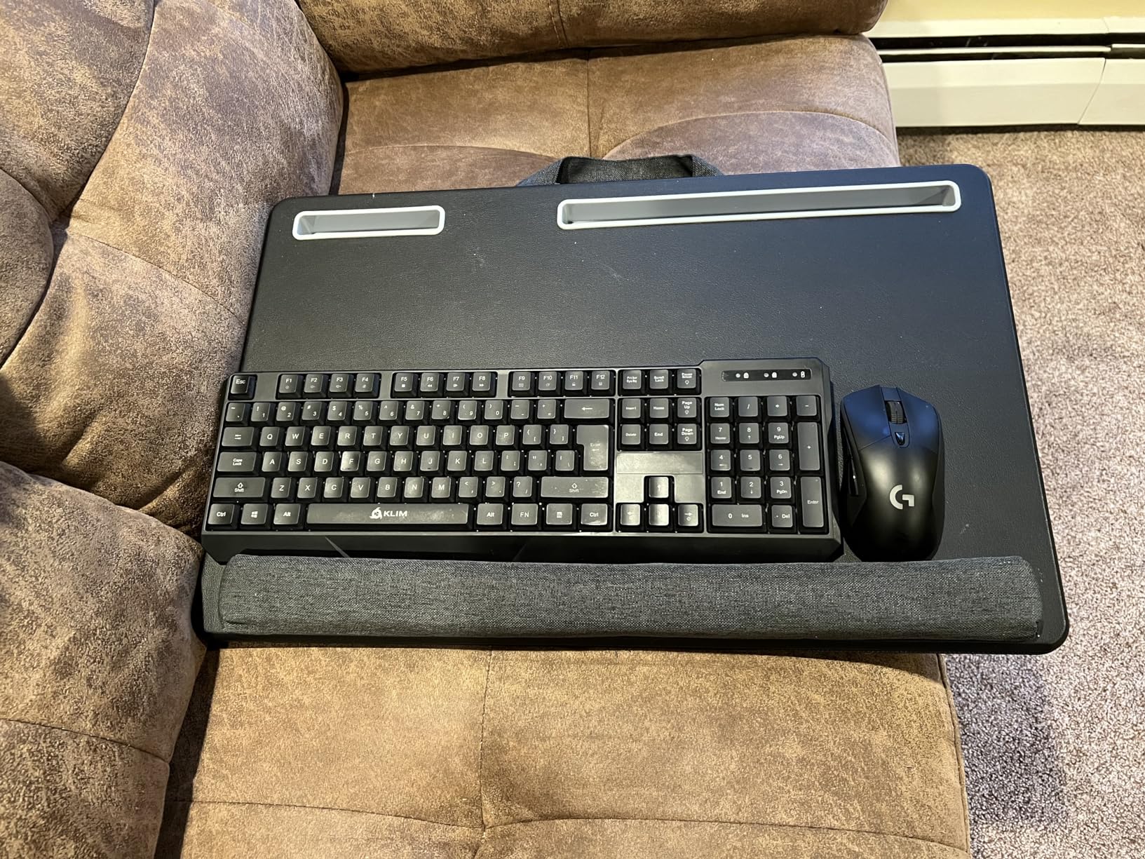 Extra Large Lap Laptop Desk - Full PU Material Mouse Pad Gaming Tray - Portable LapDesk with Phone Holder & Wrist Rest for Notebook, MacBook, Tablet, Bed, Sofa(Black, Fit Up 17.3-in Laptops) customer photo 2