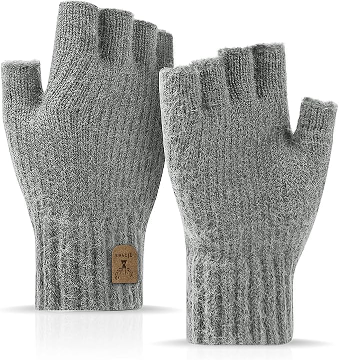 Fingerless Gloves Half Finger Winter Warm Knitted Gloves Working Running Biking Driving for Men and Women customer photo 1
