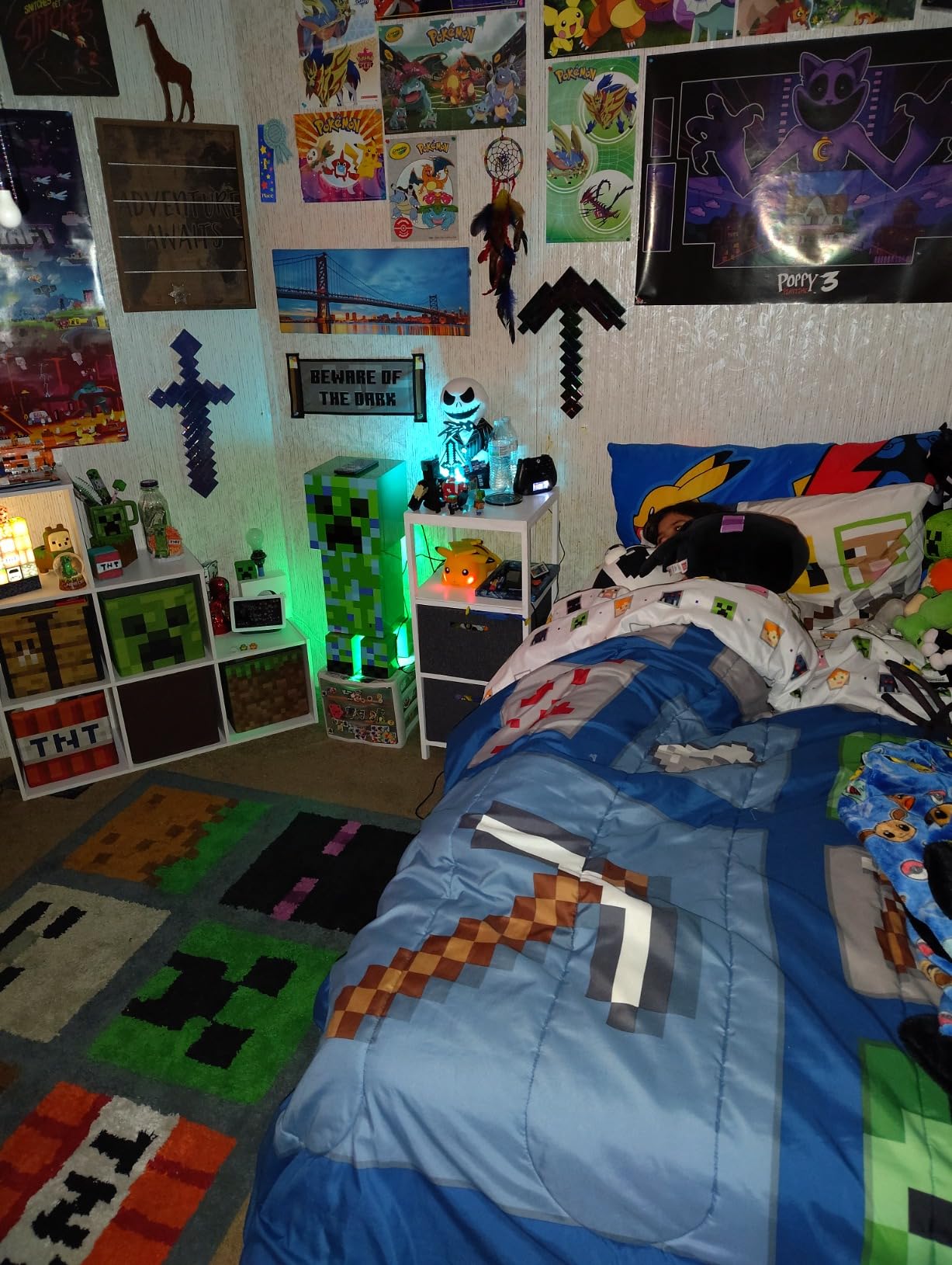 Minecraft 10-Inch Storage Set of 4 Bins | Includes Creeper, TNT, Grass, Crafting Table | Fabric Basket Container, Cubby Closet Organizer, Home Decor for Playroom | Video Game Gifts And Collectibles customer photo 2