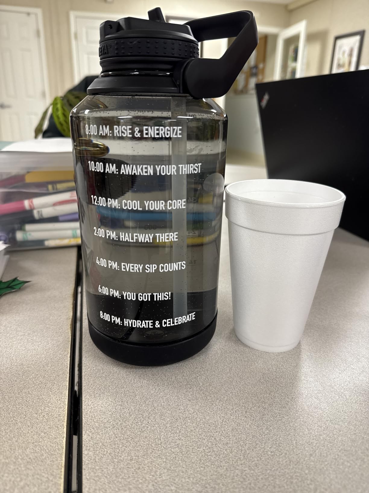 Takeya Tritan Motivational Water Bottle with Straw Lid - Durable, BPA-Free - With Time Marker - Leakproof & Non-Slip Bumper - 64 oz customer photo 1