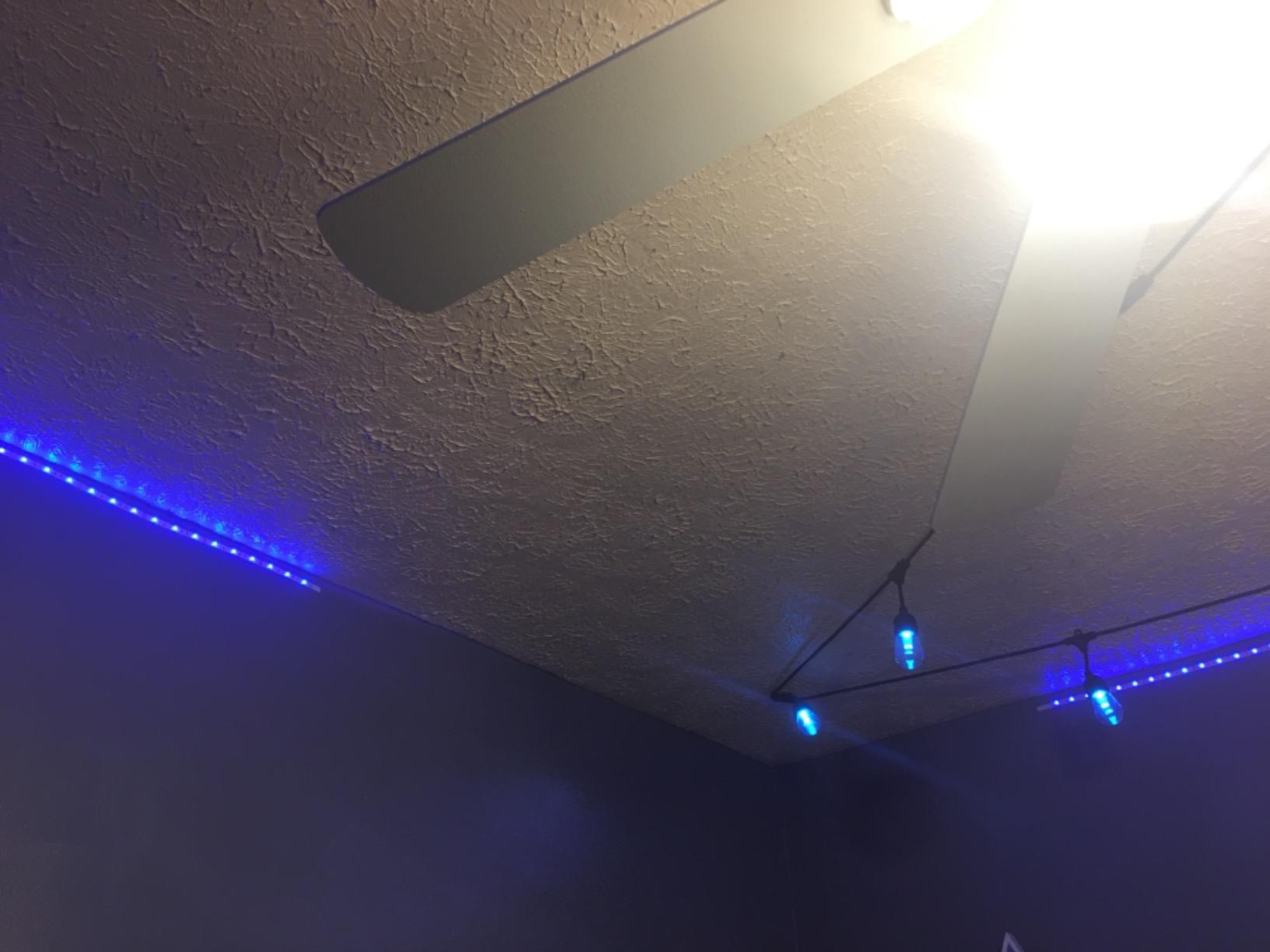 hyrion 50ft USB-Powered RGB LED Strip Lights, Music Sync & Sound-Reactive Color Changing Lights for Bedroom, TV Backlight, Gaming Setup, Bluetooth, IR Remote & Smart App Control customer photo 1