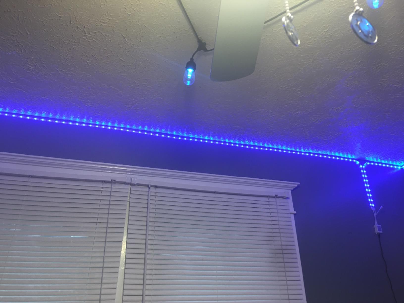 hyrion 50ft USB-Powered RGB LED Strip Lights, Music Sync & Sound-Reactive Color Changing Lights for Bedroom, TV Backlight, Gaming Setup, Bluetooth, IR Remote & Smart App Control customer photo 2
