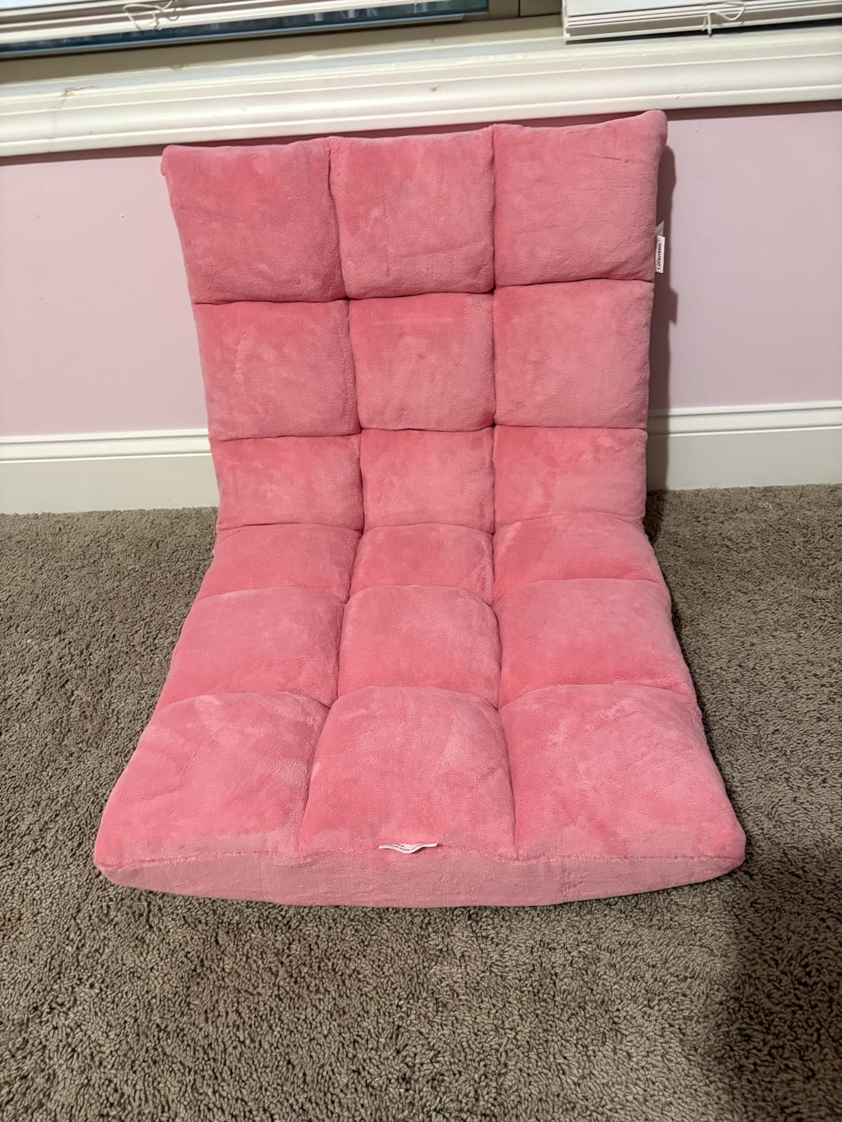COSTWAY Floor Chair, Video Gaming Chairs with Back Support, Adjustable 14-Position, Alloy Steel Frame, Soft Coral Fleece, Lazy Sofa Lounge for Reading Living Room Recliner for Adults Kids, Pink customer photo 2