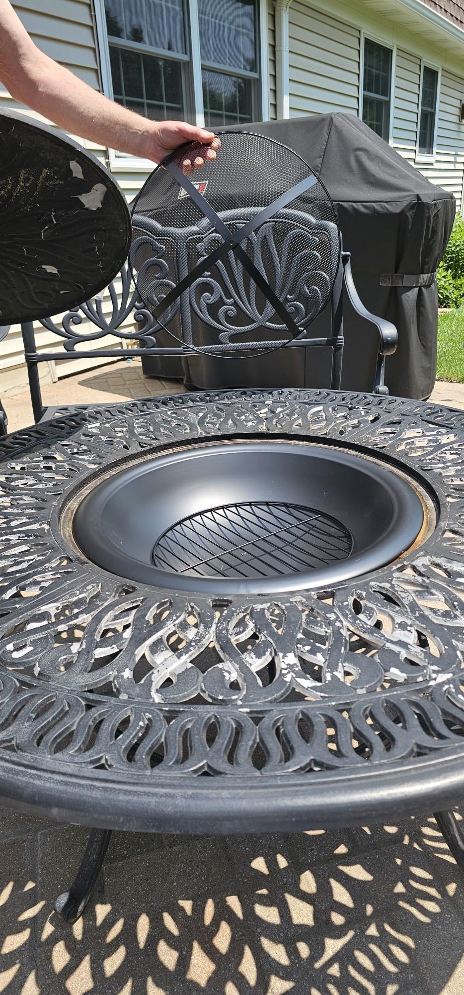 Gas One 22 in Outdoor - Wood Burning Fire Pit with Mesh Lid and Fire Picker - Durable Alloy Steel Fire Pits for Outside - Small Fire Pit for Backyard, Porch, Deck, Camping, BBQ customer photo 1