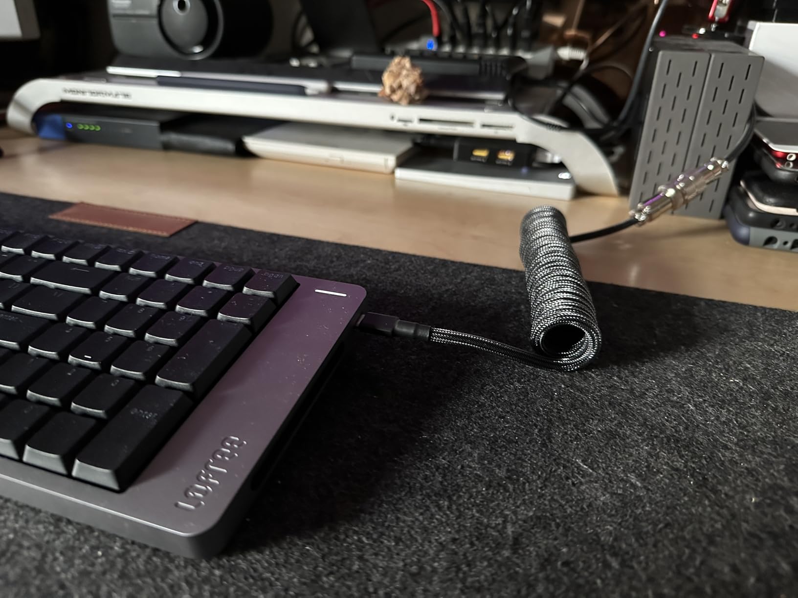 GUNMJO Pro Custom Coiled USB C Cable for Gaming Keyboard, Double-Sleeved Mechanical Keyboard Cable with Detachable Metal Aviator, 1.5M USB-C to USB-A, Classic Black Color customer photo 1