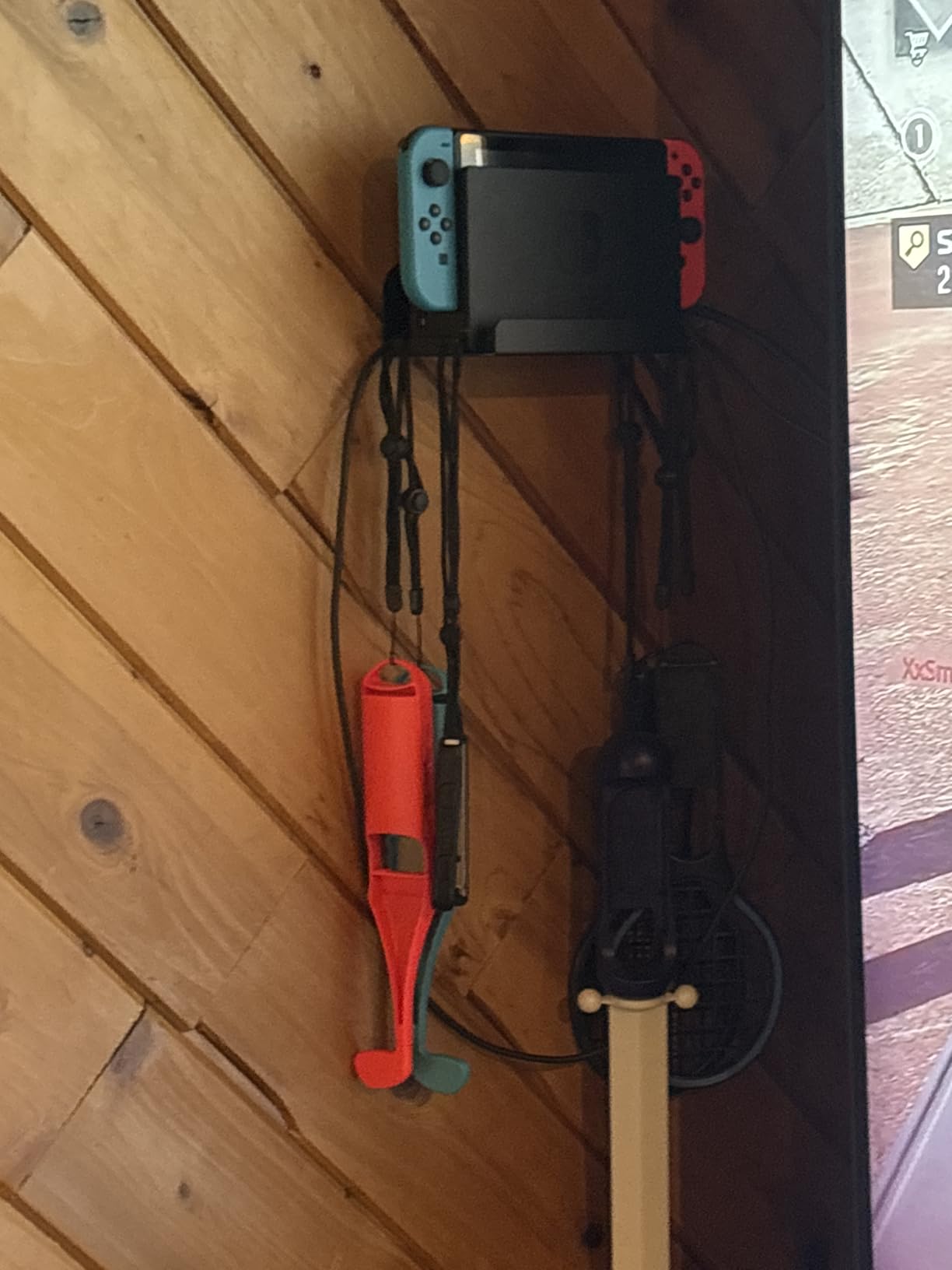 Wall Mount for Nintendo Switch 1 and Switch OLED, Metal Wall Mount Shelf Kit with 5 Game Card Holders and 4 Joy Con Hooks, Safely Store Switch Console Near or Behind TV, Black customer photo 2