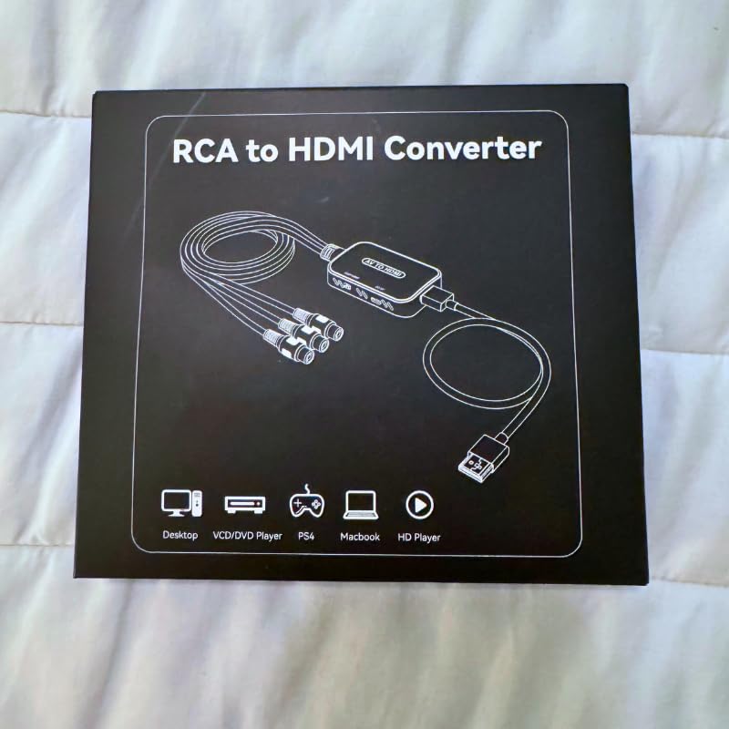 RCA to HDMI Adapter,Viagkiki AV Converter,RCA Female to HDMI Converter Composite Audio Video Converter for PS1, PS2, PS3, STB, Xbox, VHS, VCR,Black-Ray DVD Players(Cable Included) customer photo 2