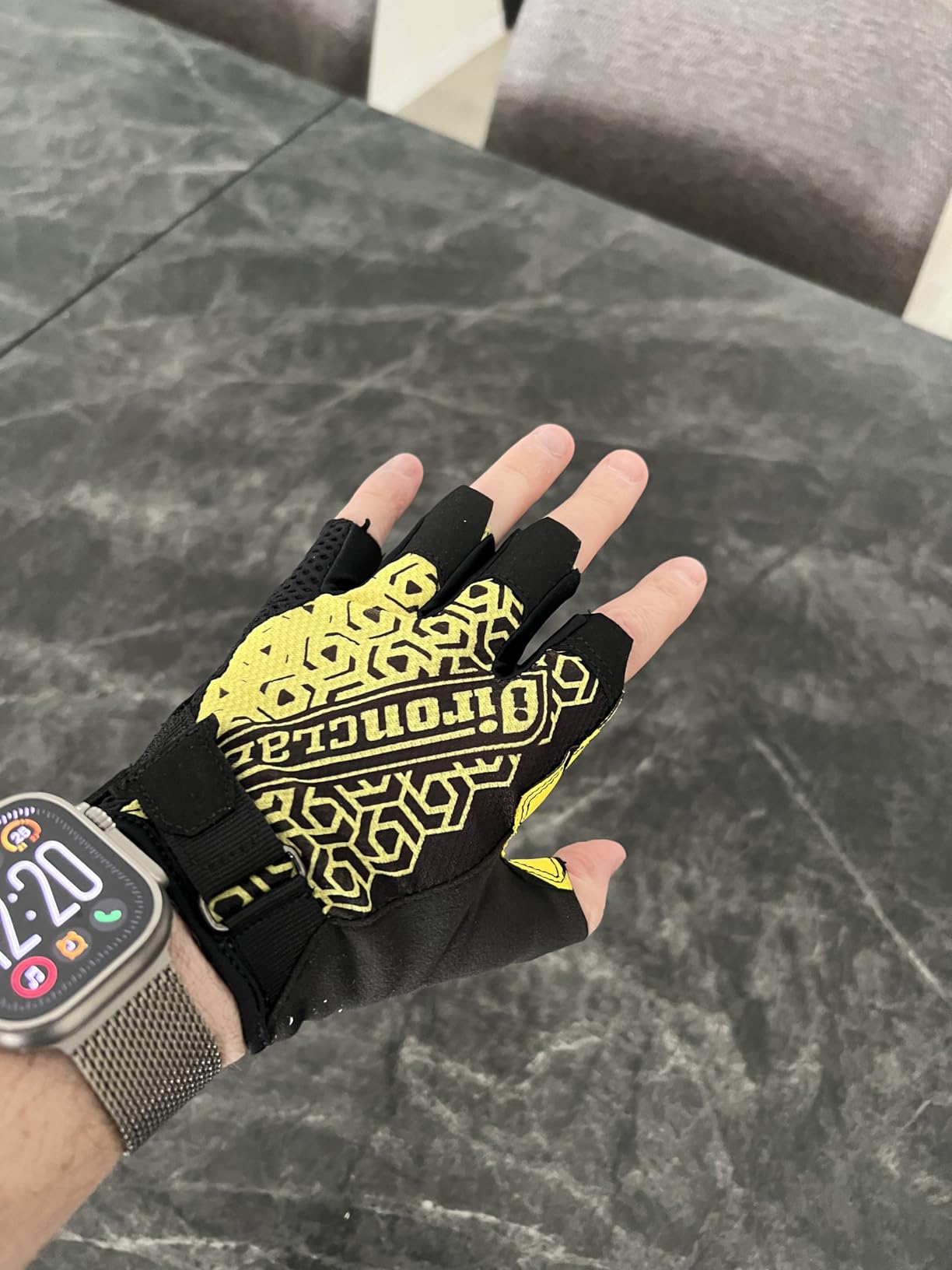 Ironclad PC Gaming Gloves, Precision Fit, Performance Silicone Grip, Moisture Wicking Construction, 1 Pair, ES-IPC-04-L, Black/Yellow, Large customer photo 1