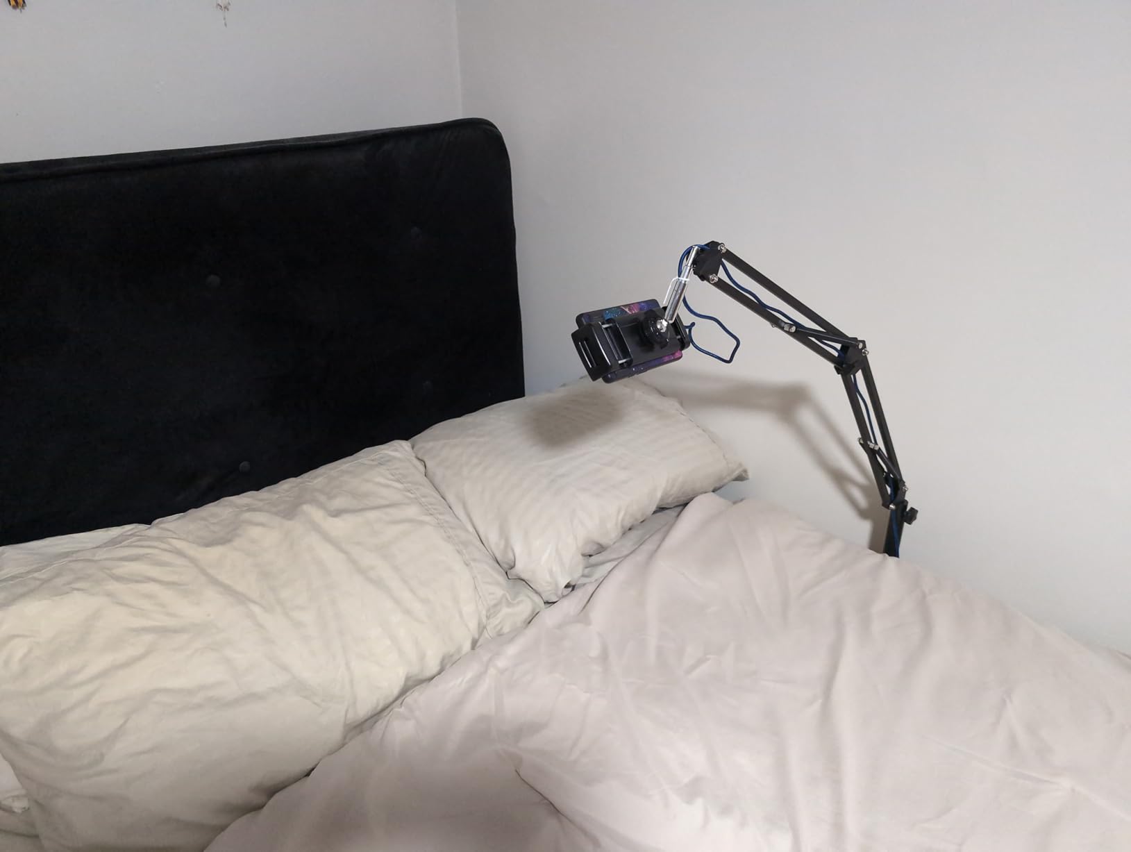 Tablet Floor Stand with Double Weight Base, Overhead Bed Phone Mount Height Adjustable Arm Stretchable Stand Holder, Compatible with iPad Mini Air Pro, Galaxy Tab, Kindle, Switch, Cell Phones customer photo 2