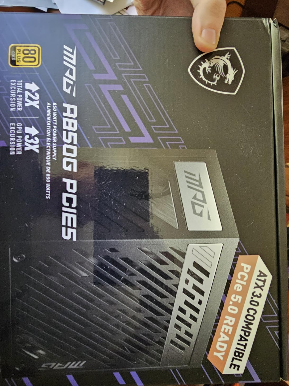 MSI MPG A850G PCIE5, Fully Modular Compact Gaming 850W Power Supply, 80+ Gold, Native 12V-2x6 Cable, 100% Japanese Capacitor, ATX 3.1 & PCIe 5.1 Ready, Low-Noise, 10 Year Warranty customer photo 2