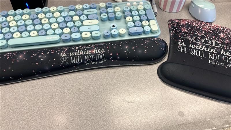 Ergonomic Mouse Pad with Gel Wrist Rest Support, Gaming Mouse Pad with Cloth, Non-Slip PU Base for Computer, Home, Office, Memory Foam Keyboard Wrist Rest Support, Hummingbird Watercolor Flower customer photo 2