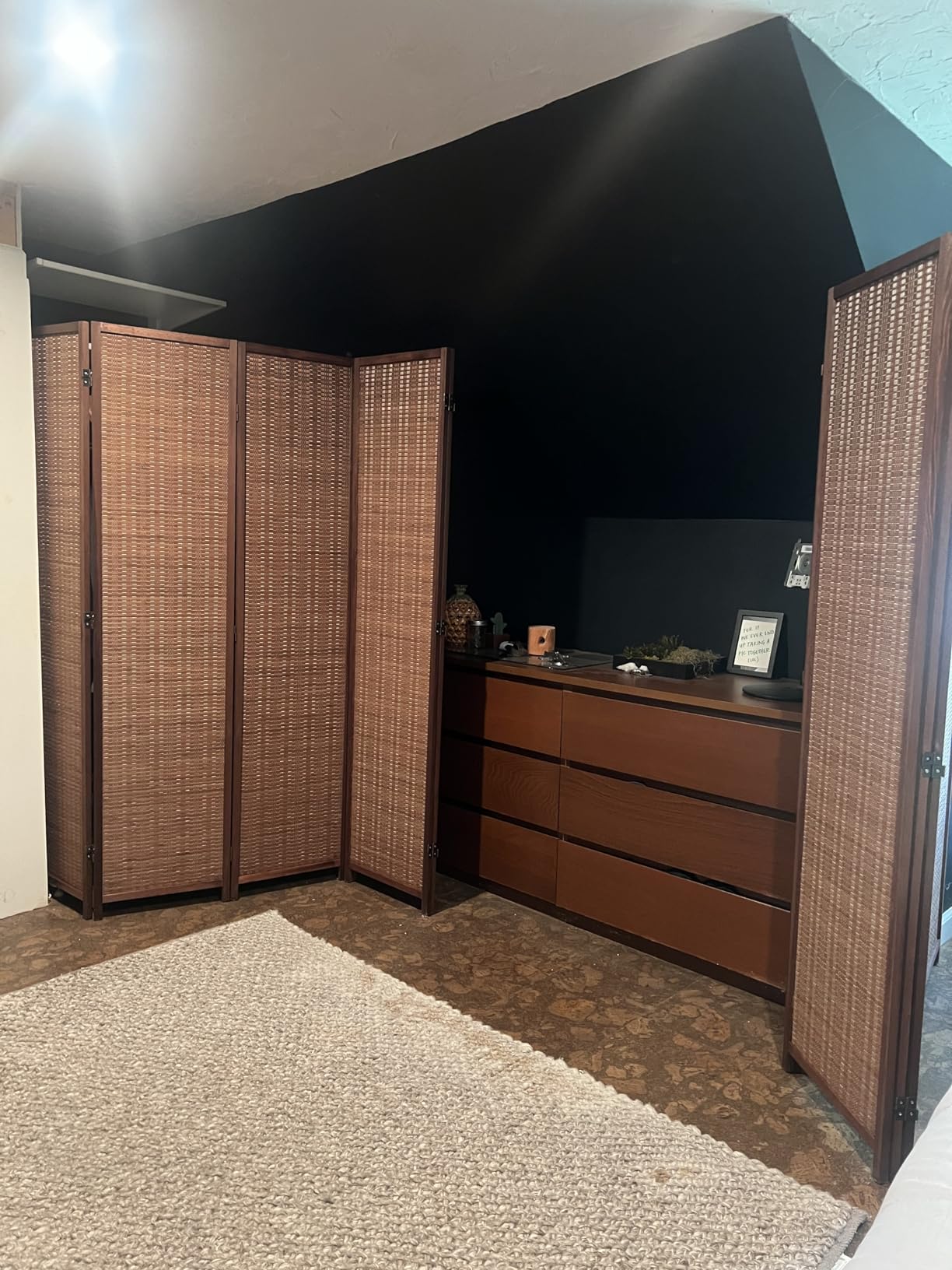 6 Panel Bamboo Room Divider - 5.6 ft Tall Folding Privacy Screen, Natural Brown Freestanding Partition Wall for Room Separation (67 x 92.1 inches) customer photo 1