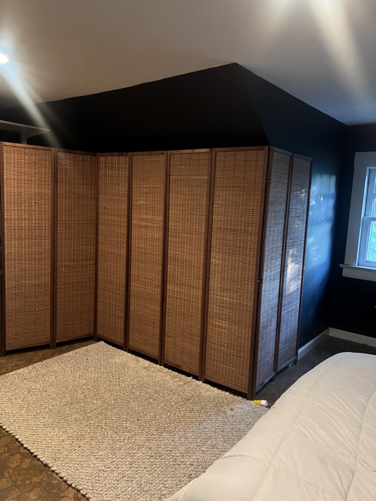 6 Panel Bamboo Room Divider - 5.6 ft Tall Folding Privacy Screen, Natural Brown Freestanding Partition Wall for Room Separation (67 x 92.1 inches) customer photo 2