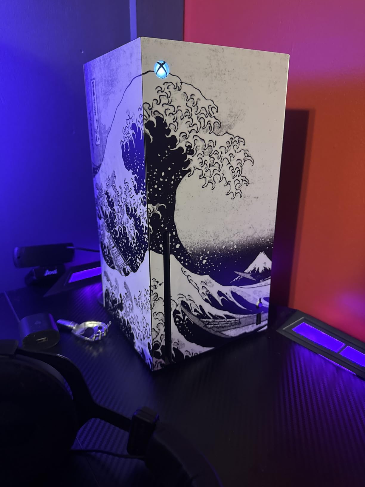 BelugaDesign Wave Xbox Skin | Anime Japanese Black White Great Kanagawa Ocean Aesthetic Vinyl Wrap Sticker Decal | Compatible with Xbox Series X (Series X, Gray) customer photo 1