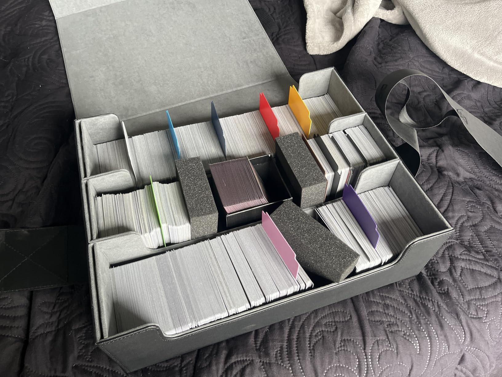 Premium Trading Card Storage Case TCG Deck Box Holds 1800+ Sleeved Cards for MTG, YuGiOh, Uno, Sport with Strong Magnet Closure (Black & Red) customer photo 1