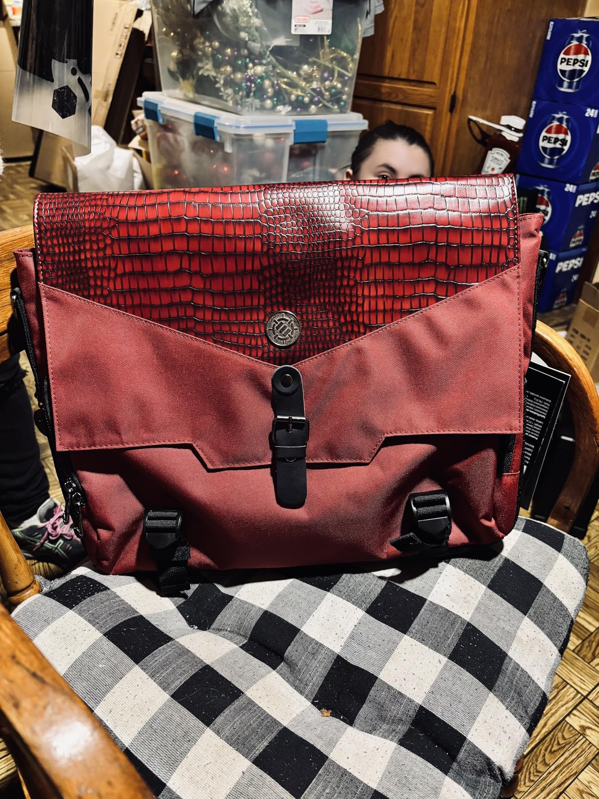 ENHANCE Collector's Edition RPG Player's Essentials DnD Bag - Dragon Hide Exterior Messenger Bag Fits 2-4 Books, Binders, Dice & Accessories, with 17 inch Laptop Slot, Battlemap Straps (Dragon Blue) customer photo 1