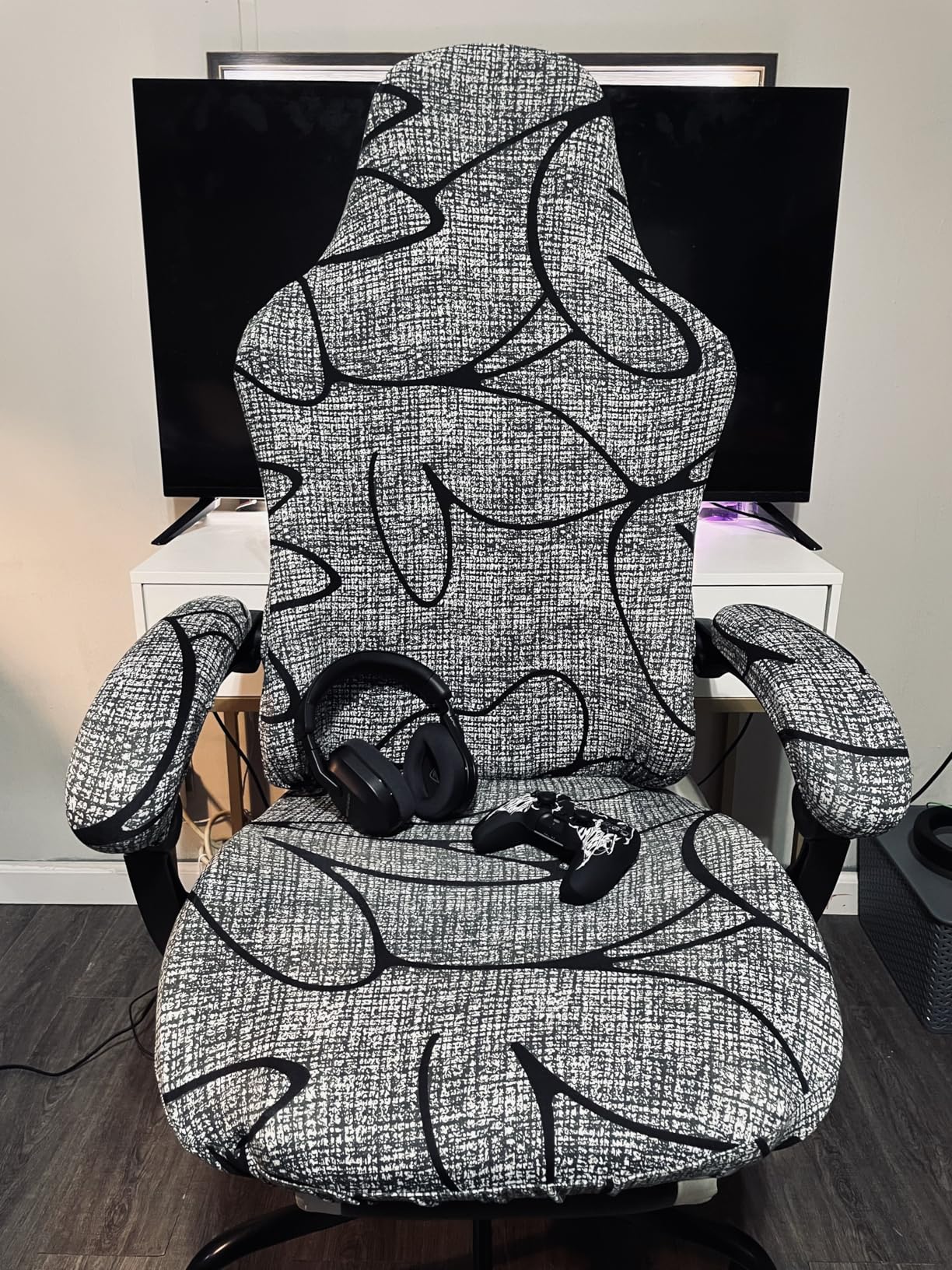 FORCHEER Gaming Chair Cover with Armrest Covers Cat Scratch Proof Green Water Repellent Jacquard Racing Computer Chair Slipcover with Attached Arms Washable customer photo 1