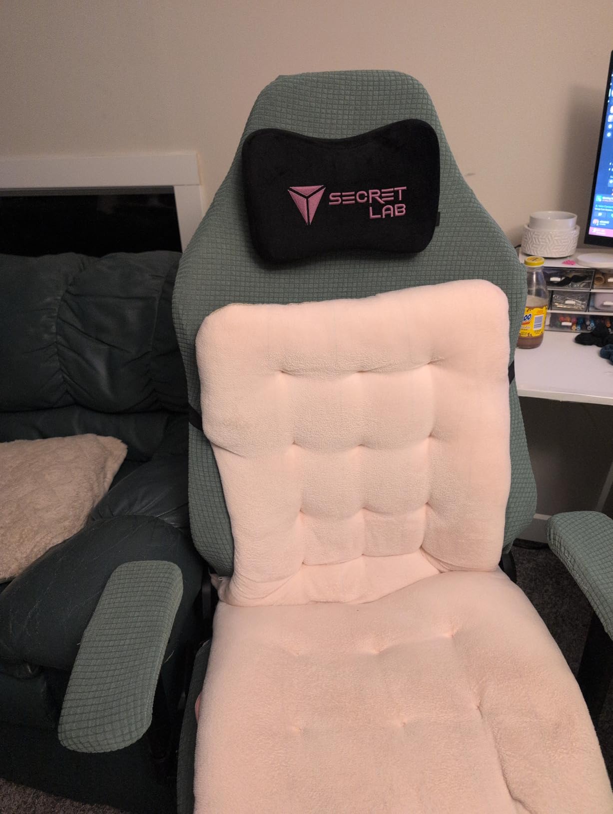 FORCHEER Gaming Chair Cover with Armrest Covers Cat Scratch Proof Green Water Repellent Jacquard Racing Computer Chair Slipcover with Attached Arms Washable customer photo 2