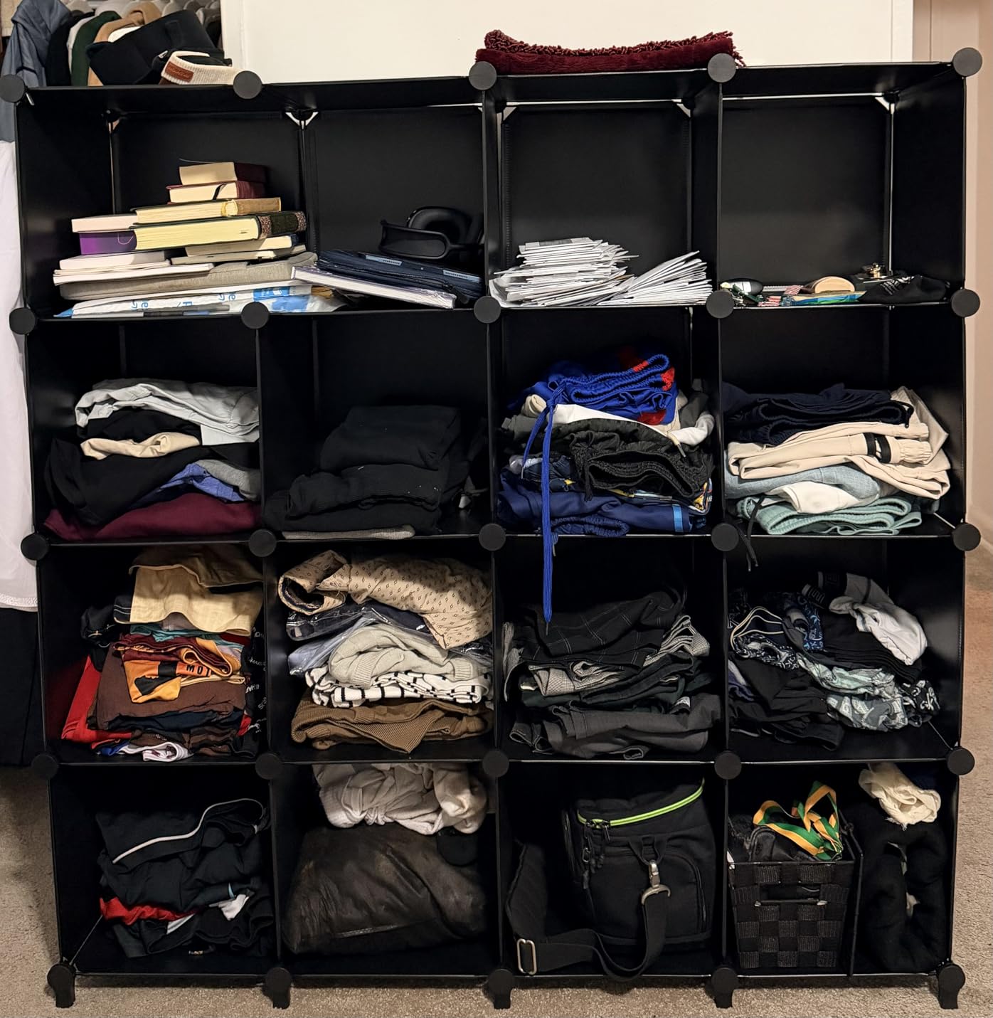 Neprock 16 Cubby Storage Organizer, Closet Clothes Storage Organizer, Cube Shelves Closet Organizers and Storage Shelves for Clothing Storage with Hammer, Bookshelf for Kids(Black) customer photo 2